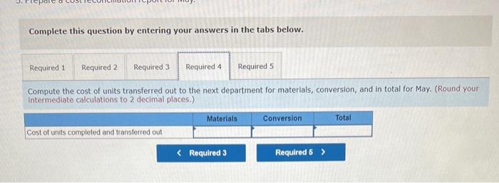 below. Compute the cost of ending work in process inventory for materials,