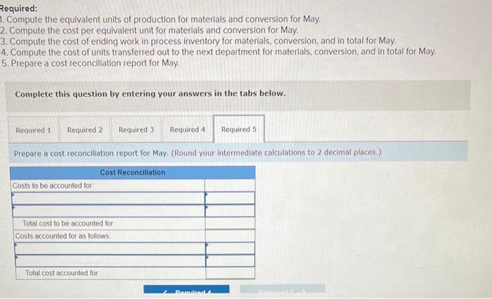 conversion, and in total for May. (Round your intermediate calculations to 2
