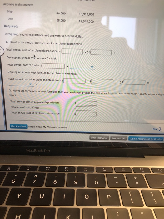 and April. The resources are airplane depreciation, fuel, and airplane maintenance. The