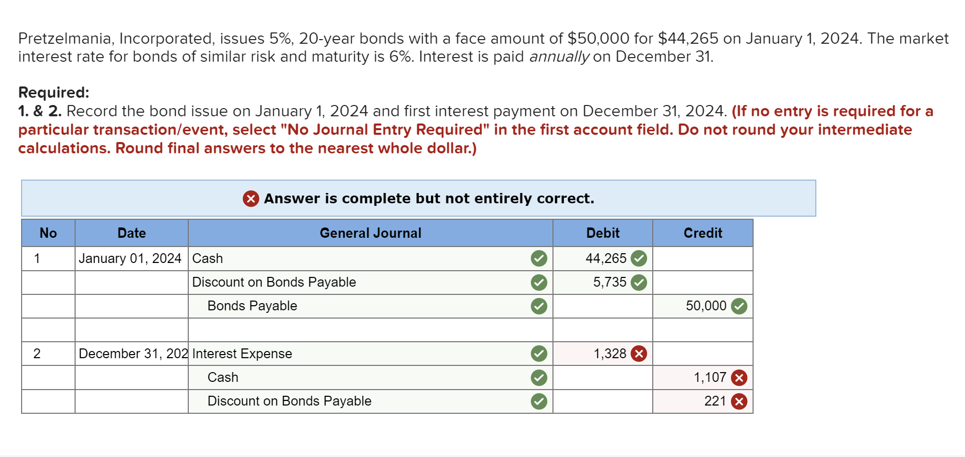 help Pretzelmania, Incorporated, issues 5%,20-year bonds with a face amount of $50,000