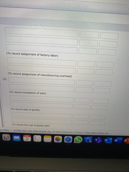 triventory 55,550 Manufacturing Overhead Incurred $31,200 Subsidiary data for Work in Process