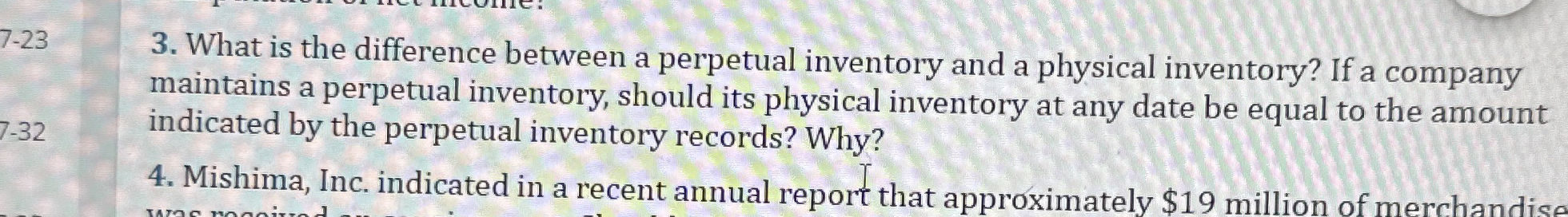  What is the difference between a perpetual inventory and a physical