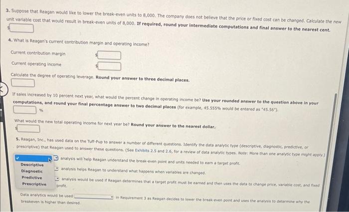 Operating Leverage, Percent Change in Operating Income Reagan, Inc., has developed a