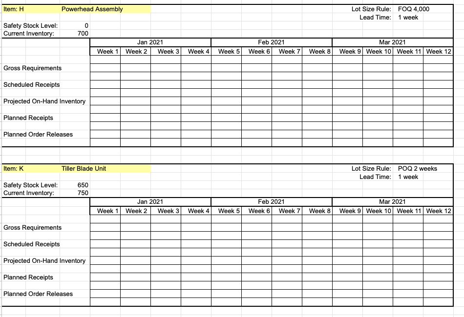 I need help filling out H & K section. Assignment: Use the