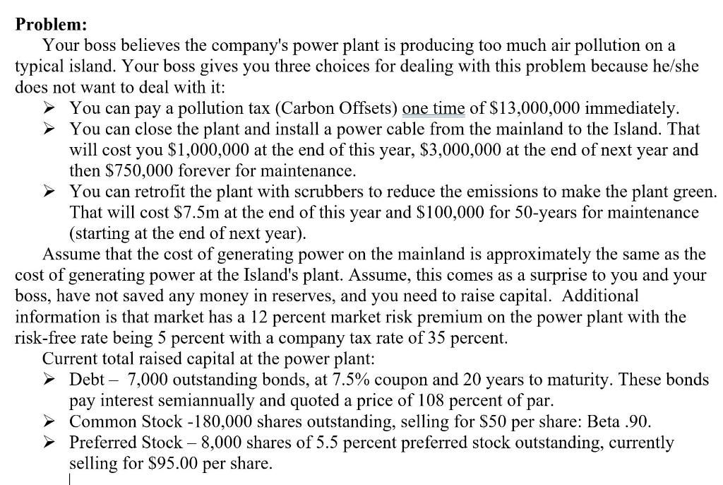 please help solve this in excel file with formulas. TIA Problem: