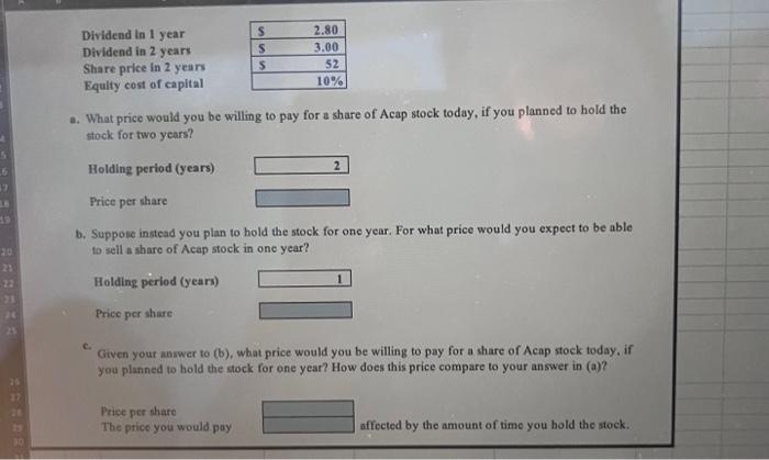 pay a dividend of $2.80 per share at the end of this