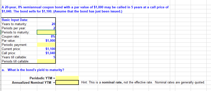 BELOW. THANK YOU IN ADVANCE 4) Build a Model: Bond Valuation Start