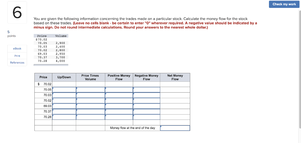 **Please show work/calculations** Check my work 6 You are given the