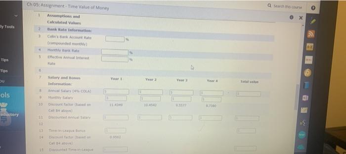  a Search the X y Tools CHOS: Assignment - Time Value