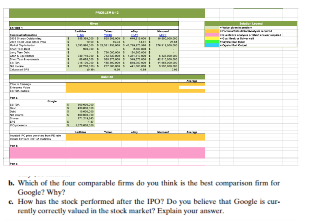  PROBLEM 8-12 Given Solution Legend Value given in problem EXHIBIT 1