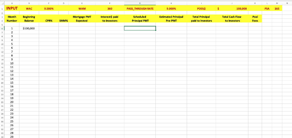 The pass-through rate is 9.0% WAM is 360 months, and WAC is
