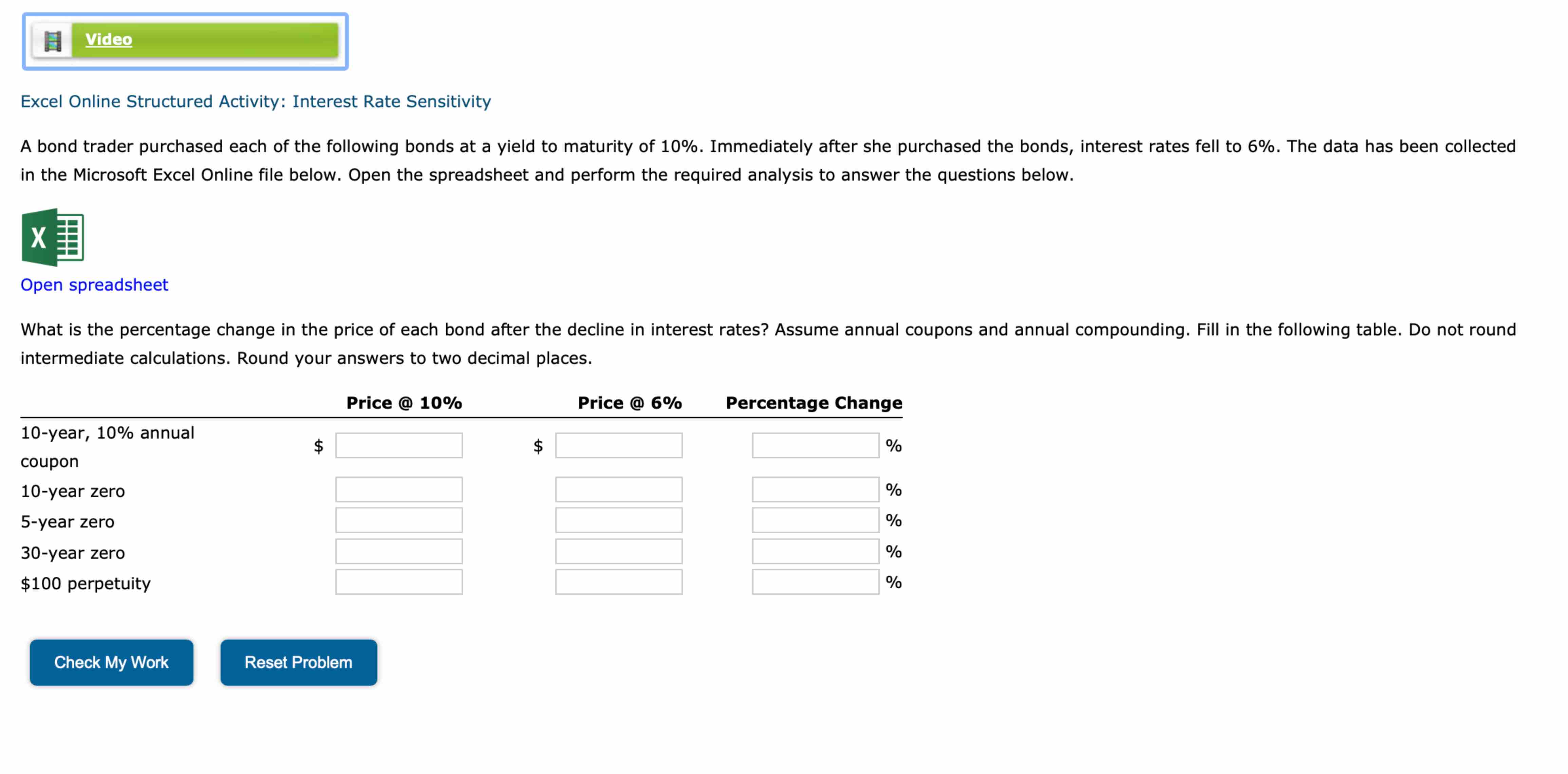  Excel Online Structured Activity: Interest Rate Sensitivity in the Microsoft Excel