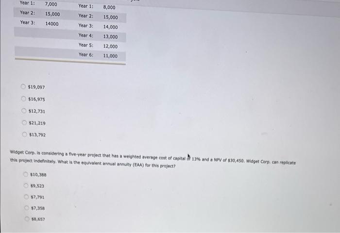 it chooses project A, Widget Corp. will have the opportunity to make