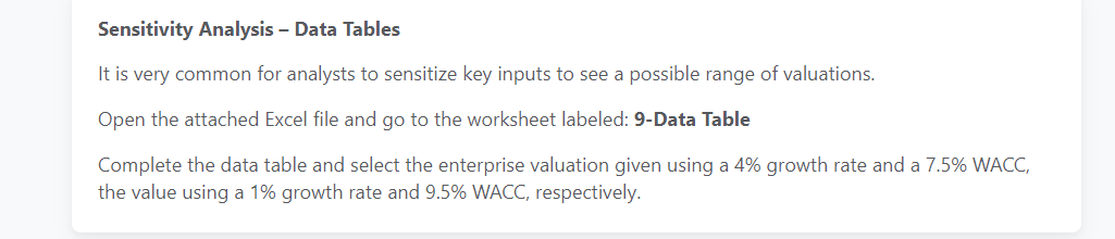  Sensitivity Analysis - Data Tables It is very common for analysts