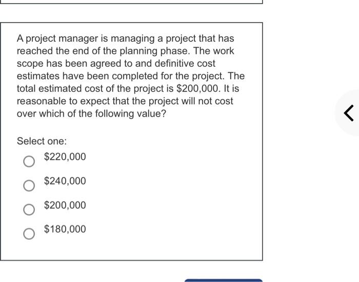  A project manager is managing a project that has reached the