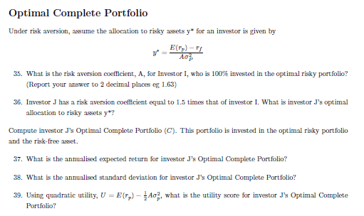 I have to solve this question using the given data. (The risk