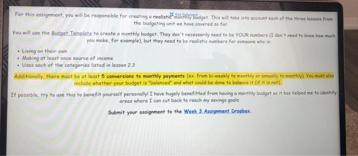 Savings Total Expenses Total Income - Total Expenses For this assignment, you