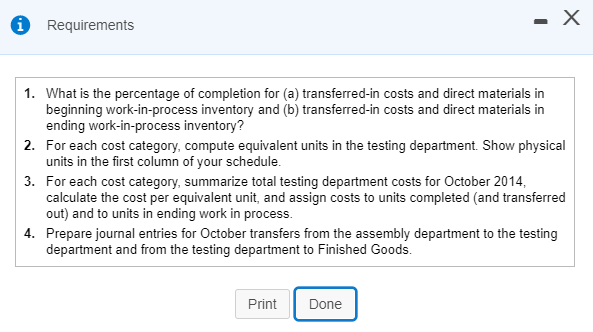seat passes through the assembly department and the testing department. This problem