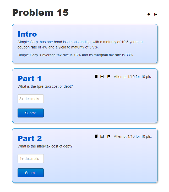  Problem 15 Intro Simple Corp. has one bond issue oustanding, with