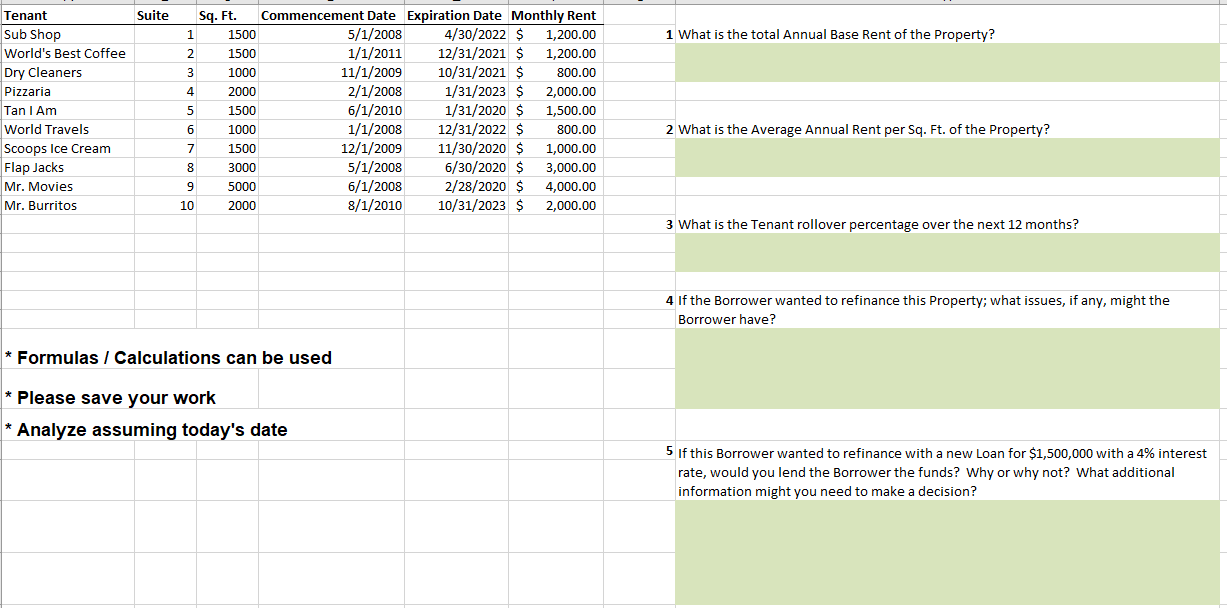 A rent roll practice question. I understand it only should be 1
