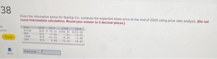  Given the information below for StartUp Co., compute the expected share