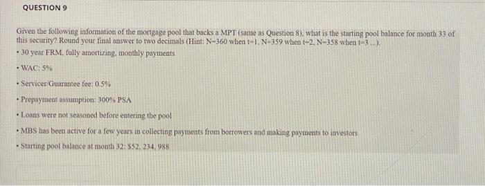 pool that backs a MPT. what is the dollar amount of prepayment