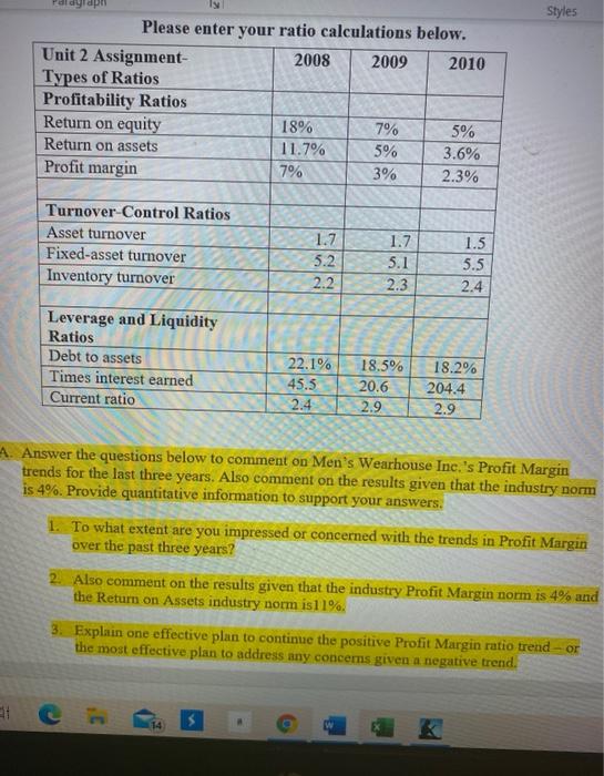  rldy dpi Styles Please enter your ratio calculations below. Unit 2
