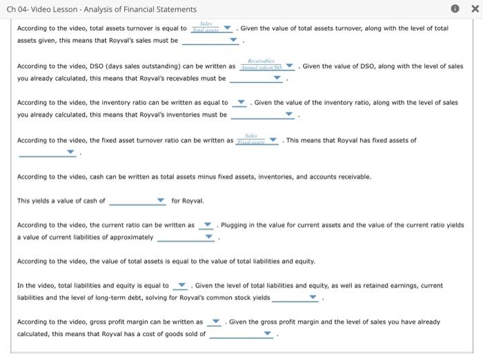 know. Thanks! The balance sheet of a company shows a firm's assets