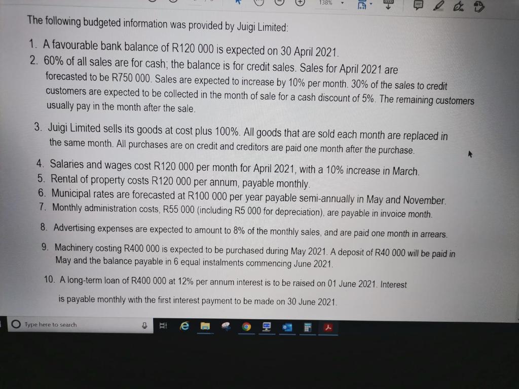 the following for Juigi Limited for May and June 2021 (use separate