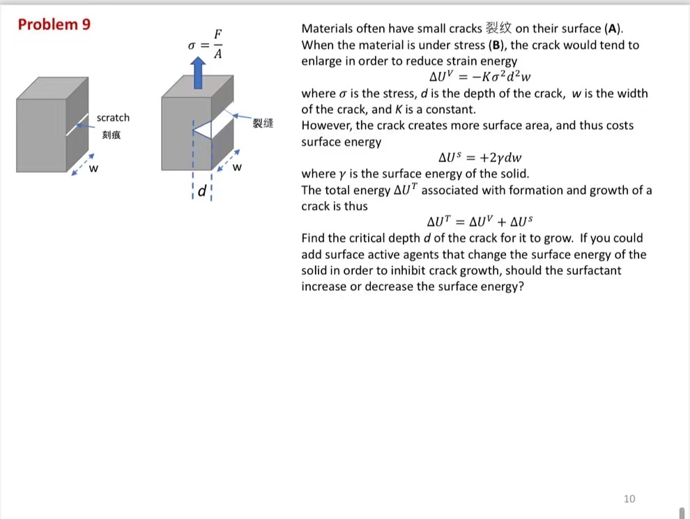 Problem 9 Materials often have small cracks i on their surface