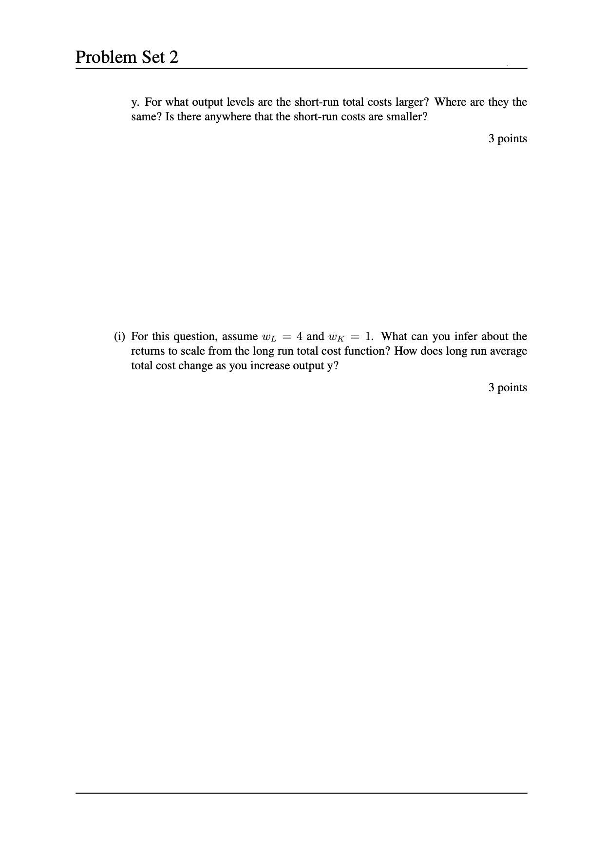 1. Please plot both the (short-run) ATC and MC. Where do these