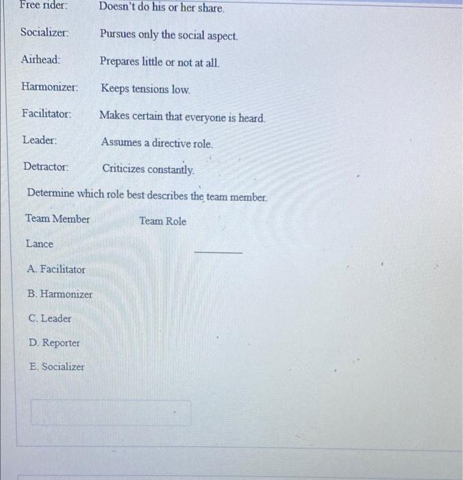 then answer the corresponding question. Five colleagues in human resources (HR) were