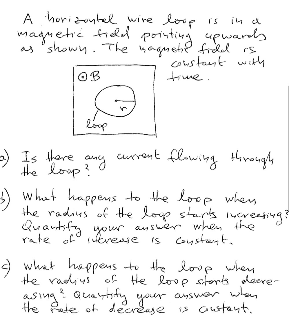 Please help in a, b and c A horizontal wire loop is