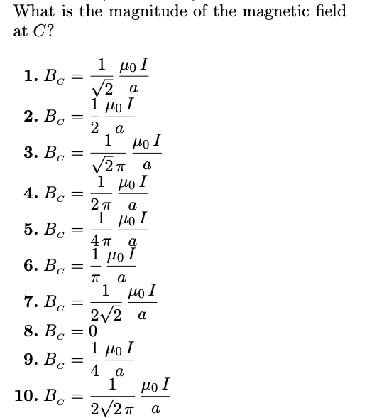 current, I. Wire #1 intersects the plane a distance a above point