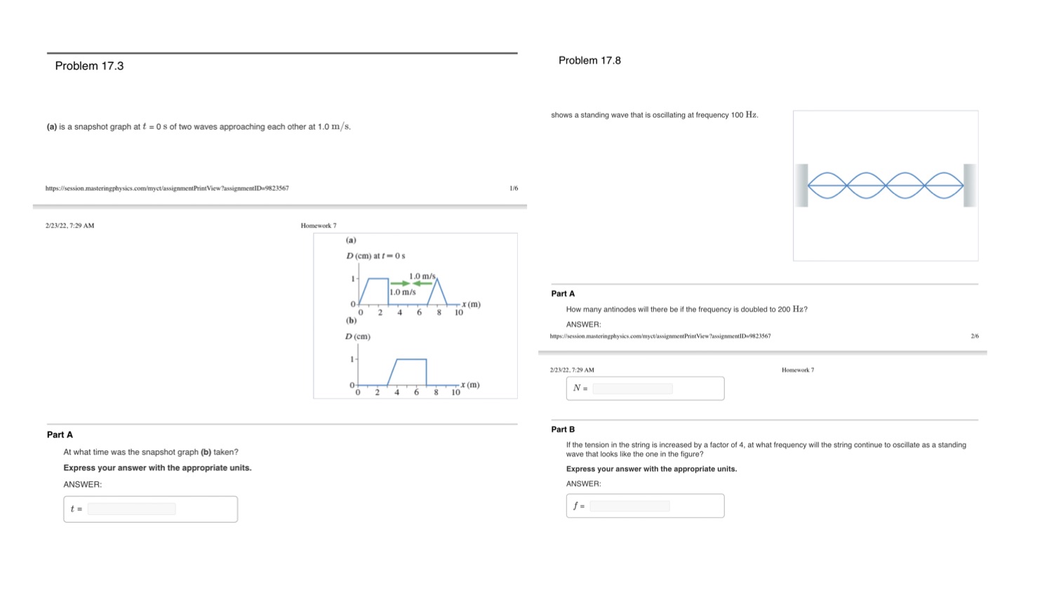  Problem 17.3 Problem 17.8 shows a standing wave that is oscillating