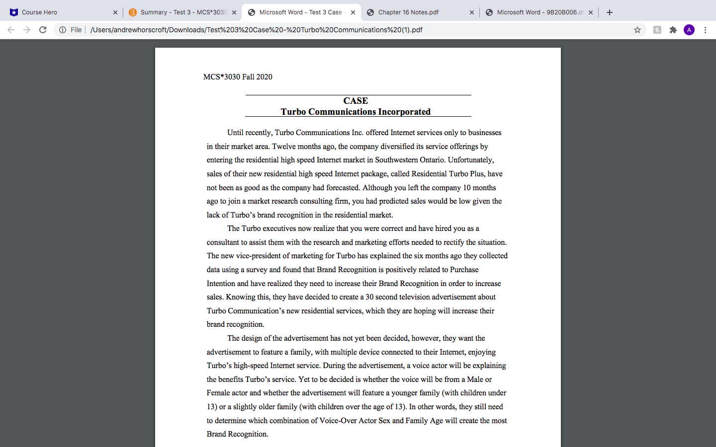 Course Hero x B Summary - Test 3 - MCS*3030 x