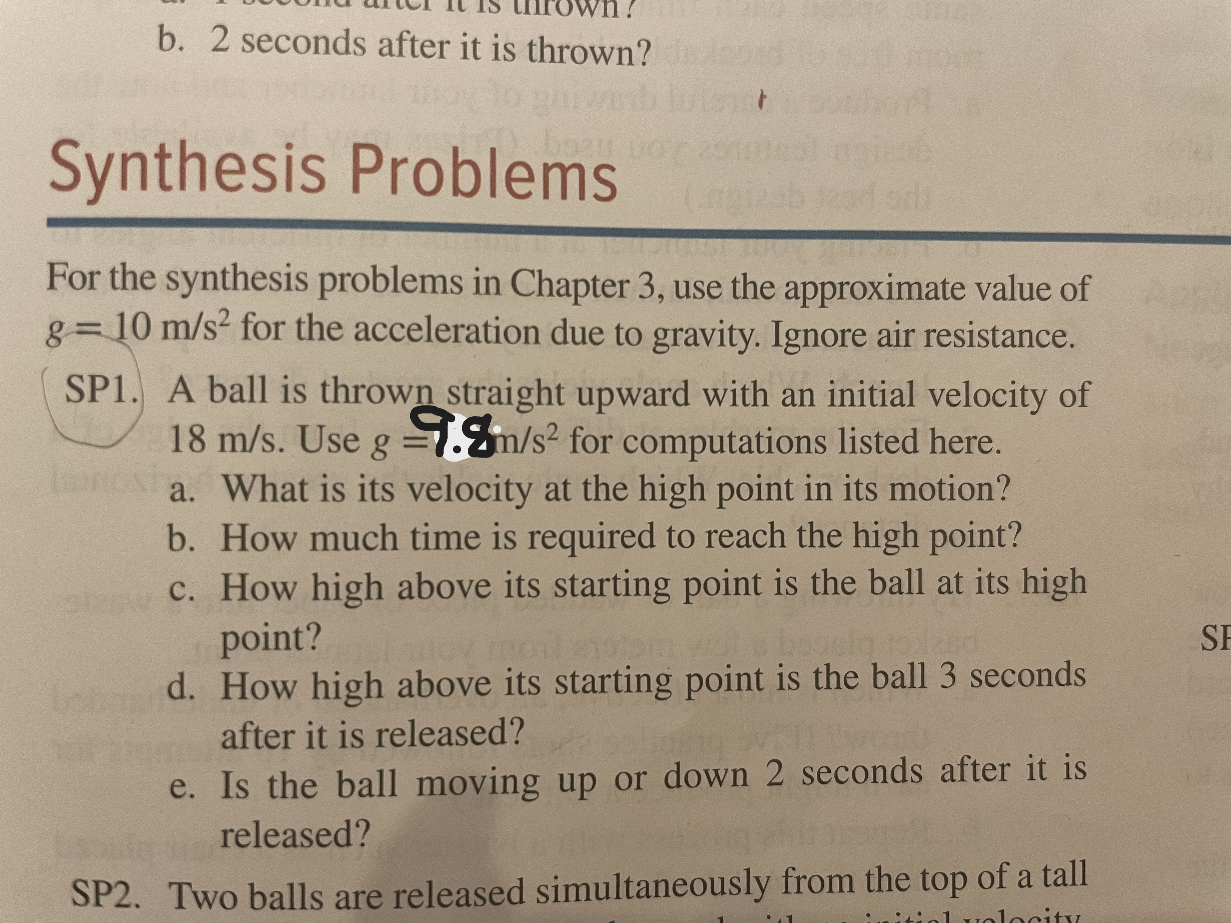 is thrown ! b. 2 seconds after it is thrown? Synthesis
