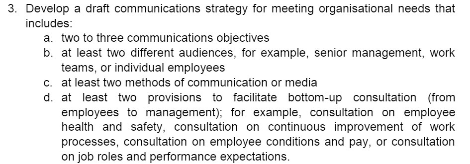  3. Develop a draft communications strategy for meeting organisational needs that