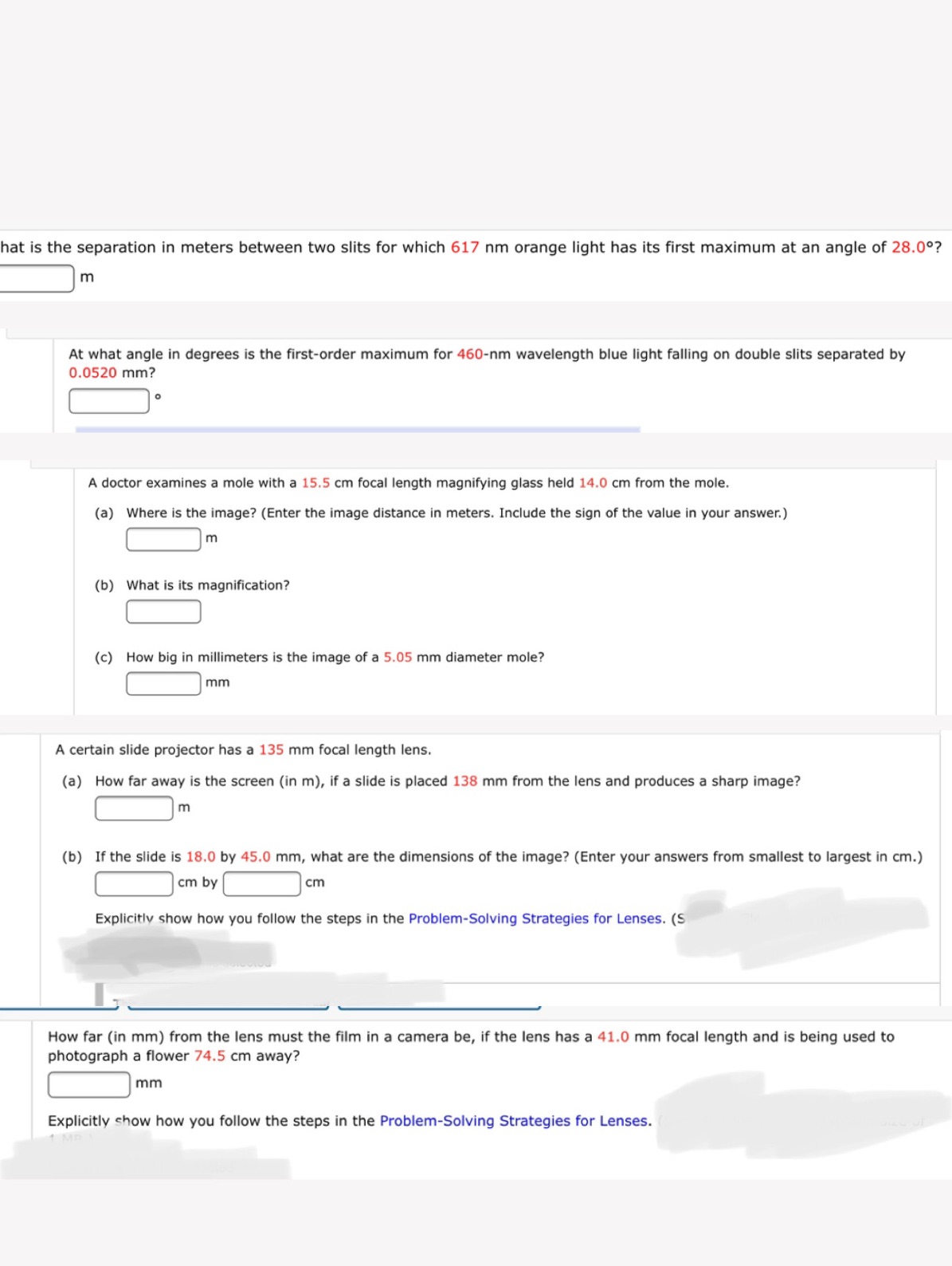  hat is the separation in meters between two slits for which