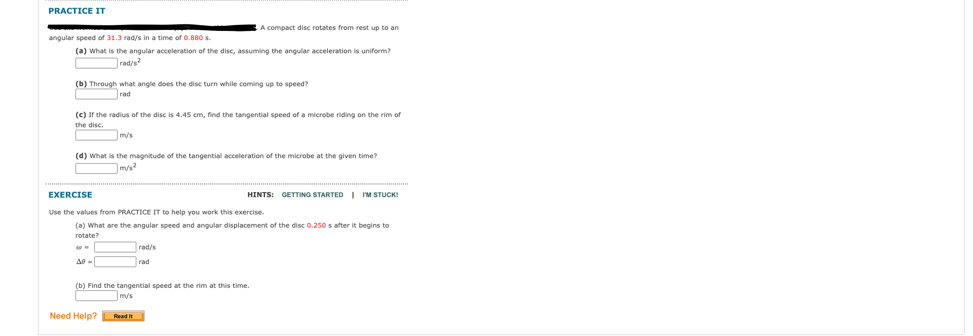 3.20 rad/s". Assume the angular speed of the wheel is 1.75 rad/s