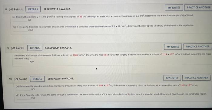  .. [-/2 Points] DETAILS SERCPWAT1 9. WA.042. MY NOTES PRACTICE ANOTHER
