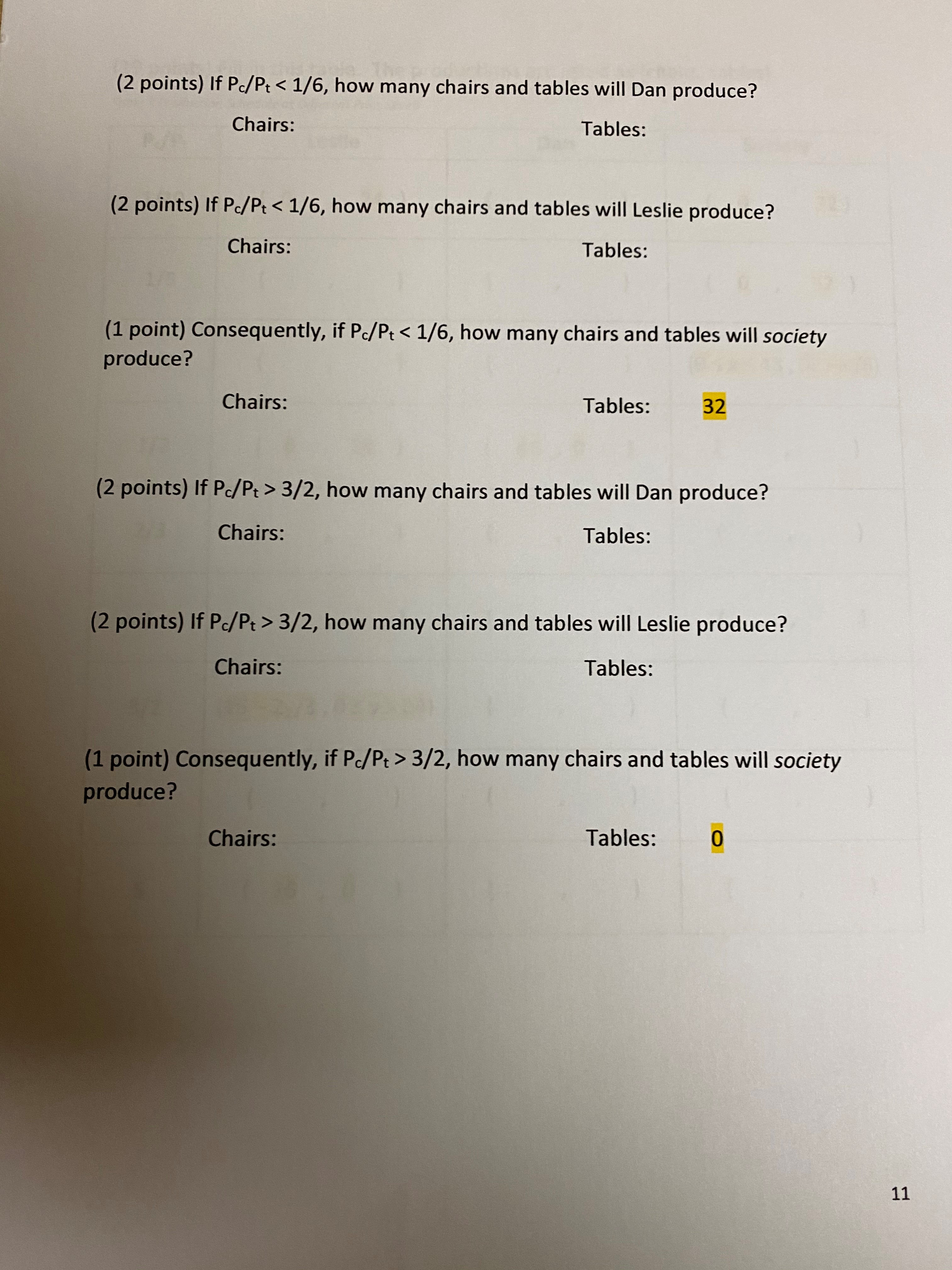 are highlighted in yellow. When you get to a yellow answer, make