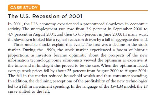 Read the two case studies in Mankiw, Chapter 12 titled (1) The