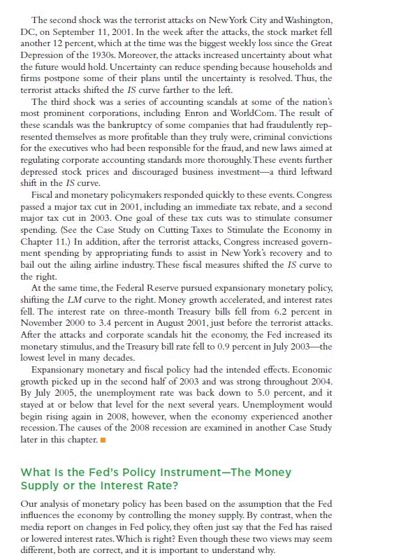 U.S. Recession of 2001; and (2) the Financial Crisis and Great Recession