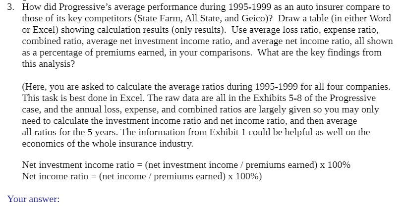  3. How did Progressive's average performance during 1995-1999 as an auto