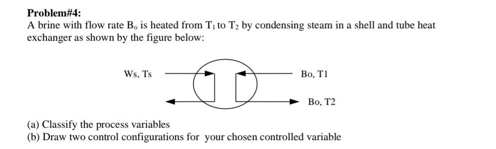  step by step Problem#4: A brine with flow rate B, is