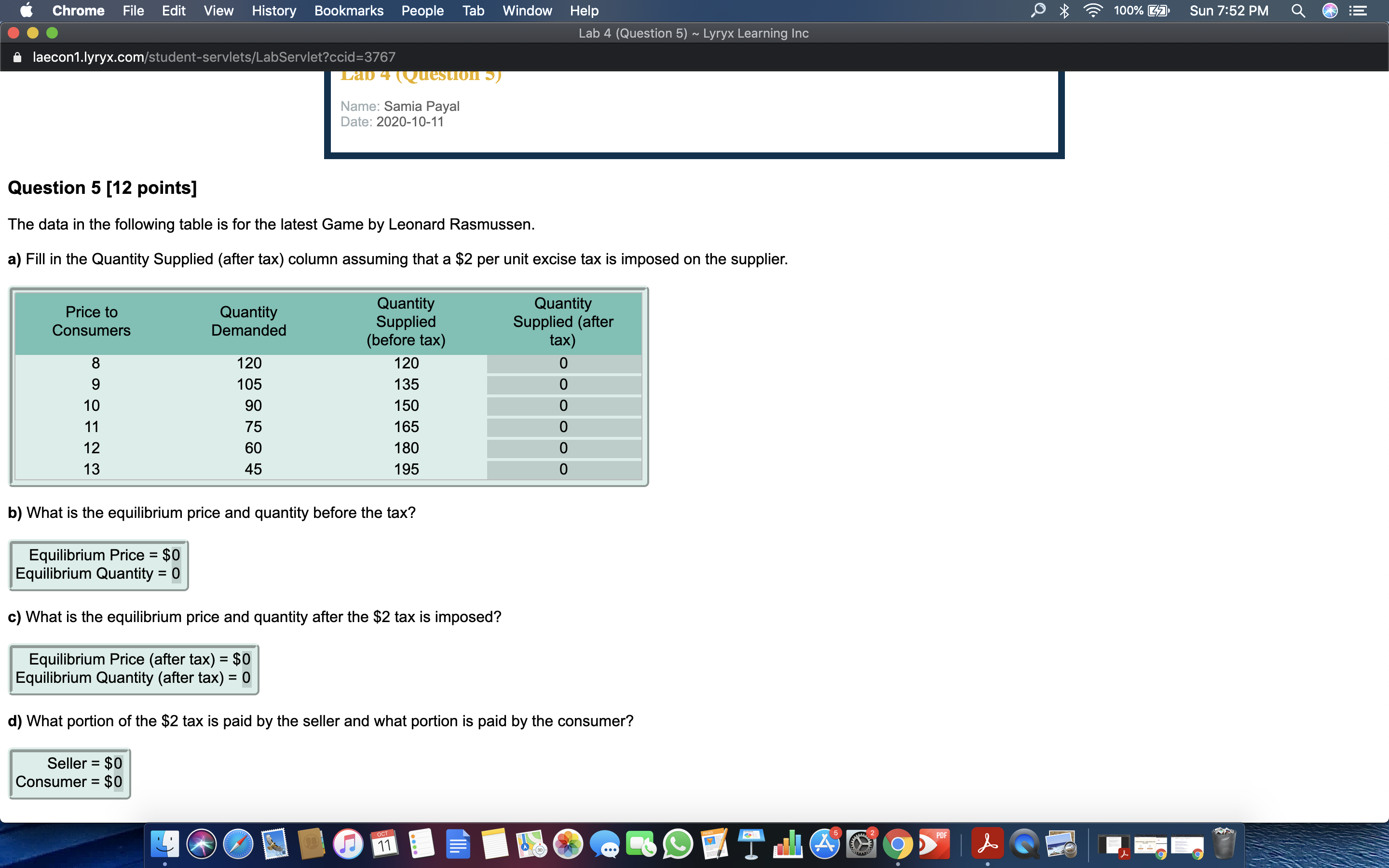 Hello,I need help to find out the quantity supplied after tax I'