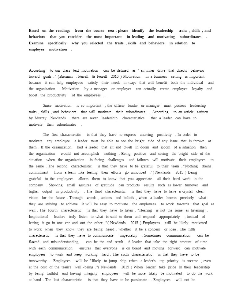  Based on the readings from the course text , please identify