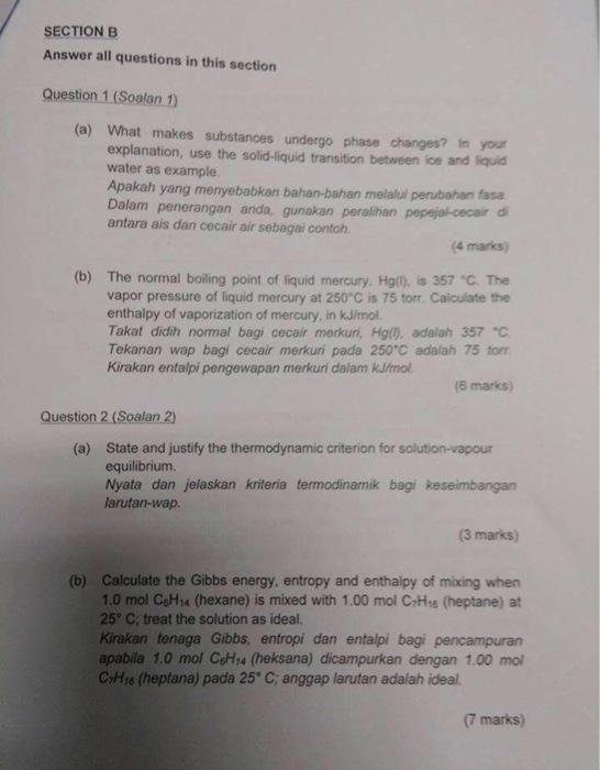 asap SECTION B Answer all questions in this section. Question 1 (Soalan