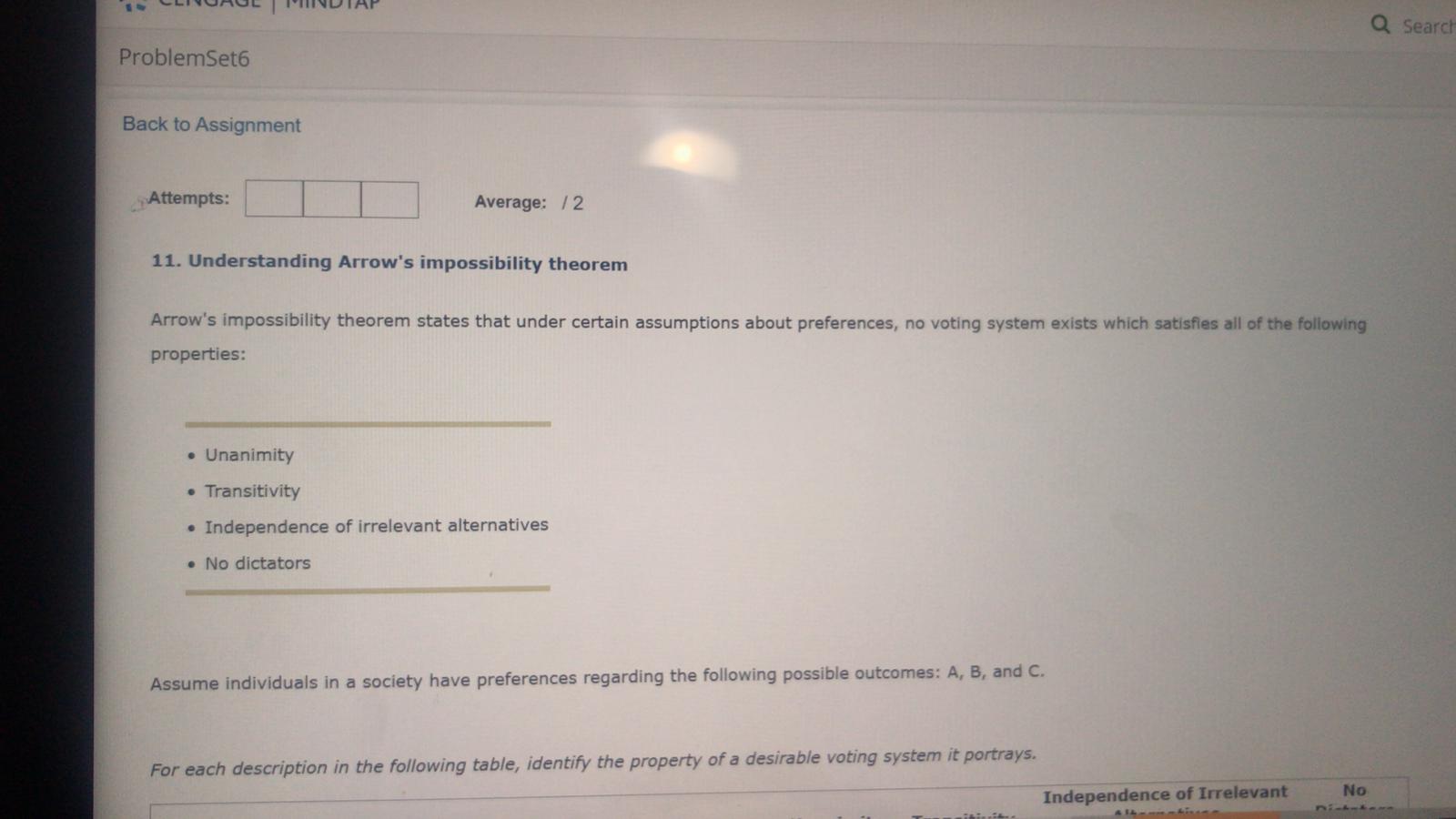  Q Search ProblemSet6 Back to Assignment Attempts: Average: / 2 11.